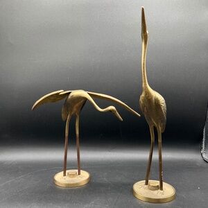 Set of 2 Vintage Brass crane or heron bird sculptures